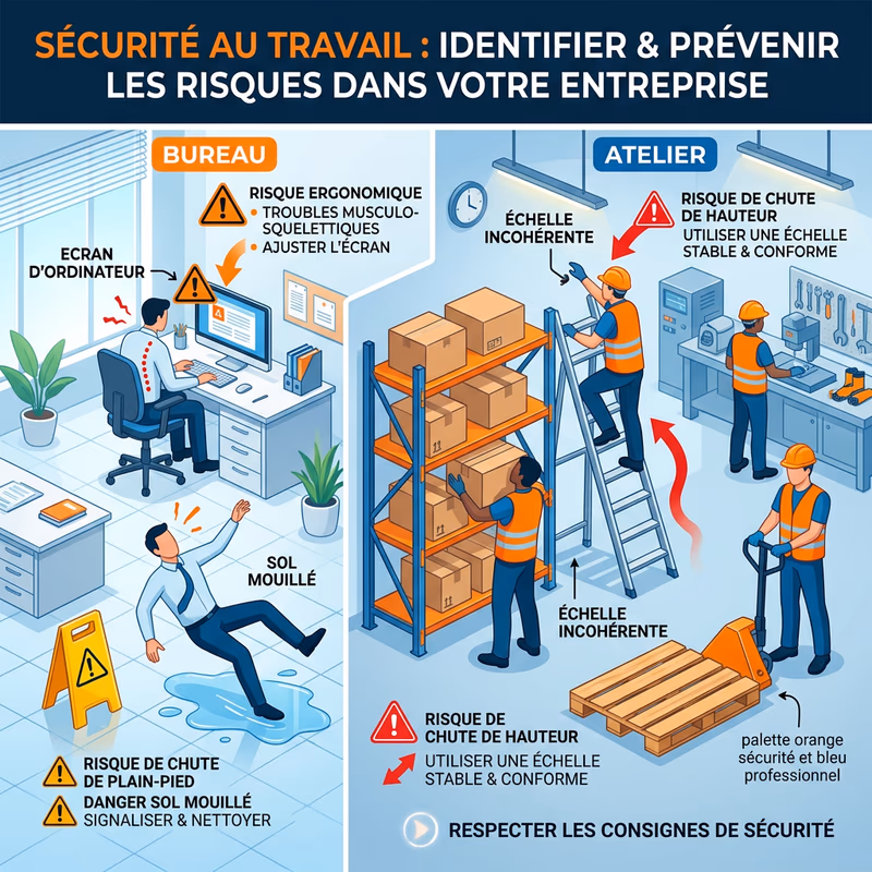Illustration des risques professionnels les plus fréquents en entreprise en Gironde
