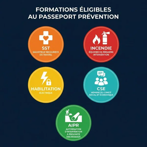 Tableau des formations éligibles au Passeport Prévention 2026
