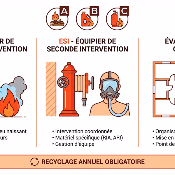Les trois niveaux de formation incendie en entreprise : EPI, ESI, évacuation