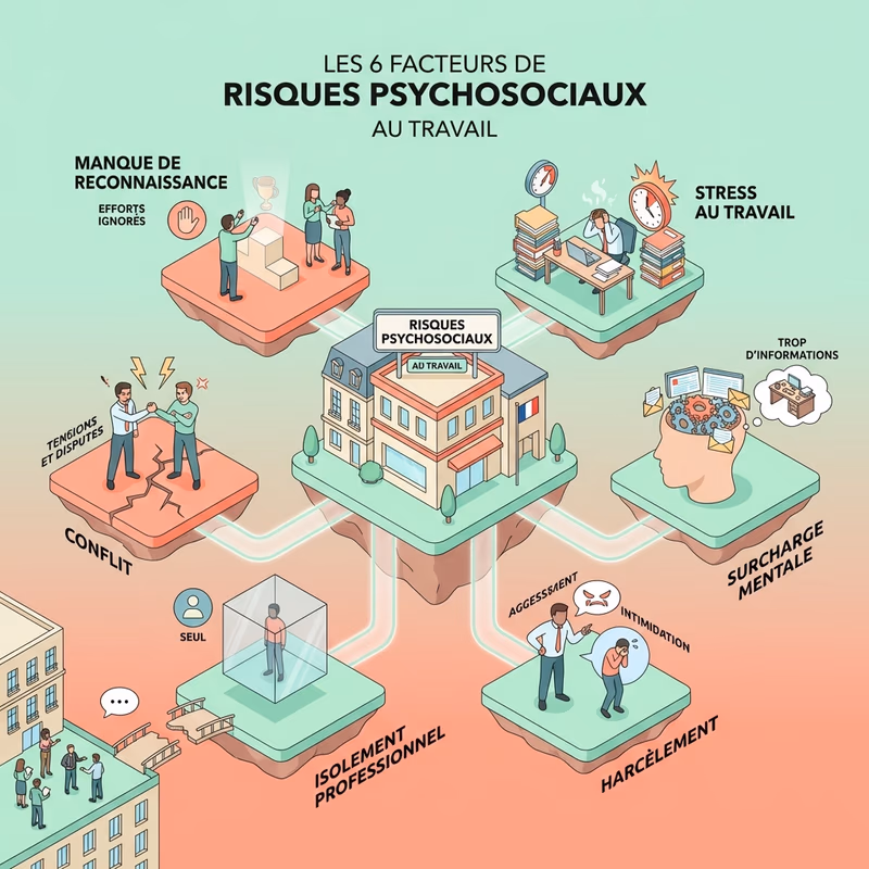 Les 6 facteurs de risques psychosociaux identifiés par l'INRS