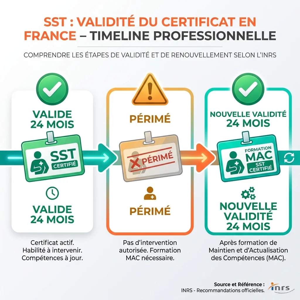 Timeline de validité du certificat SST