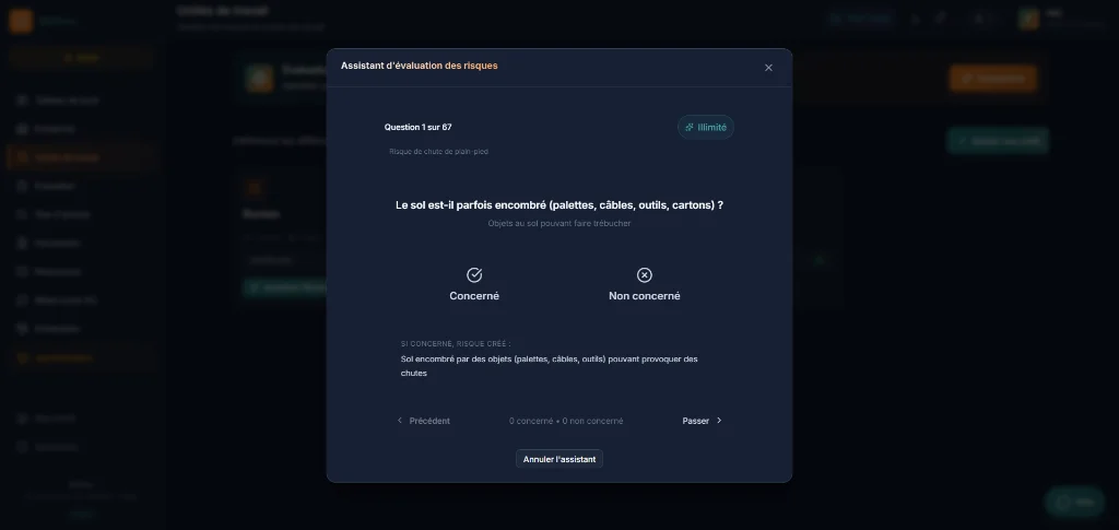 Assistant d'évaluation des risques guidé