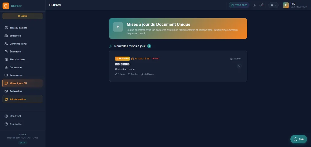 Mises à jour automatiques du Document Unique