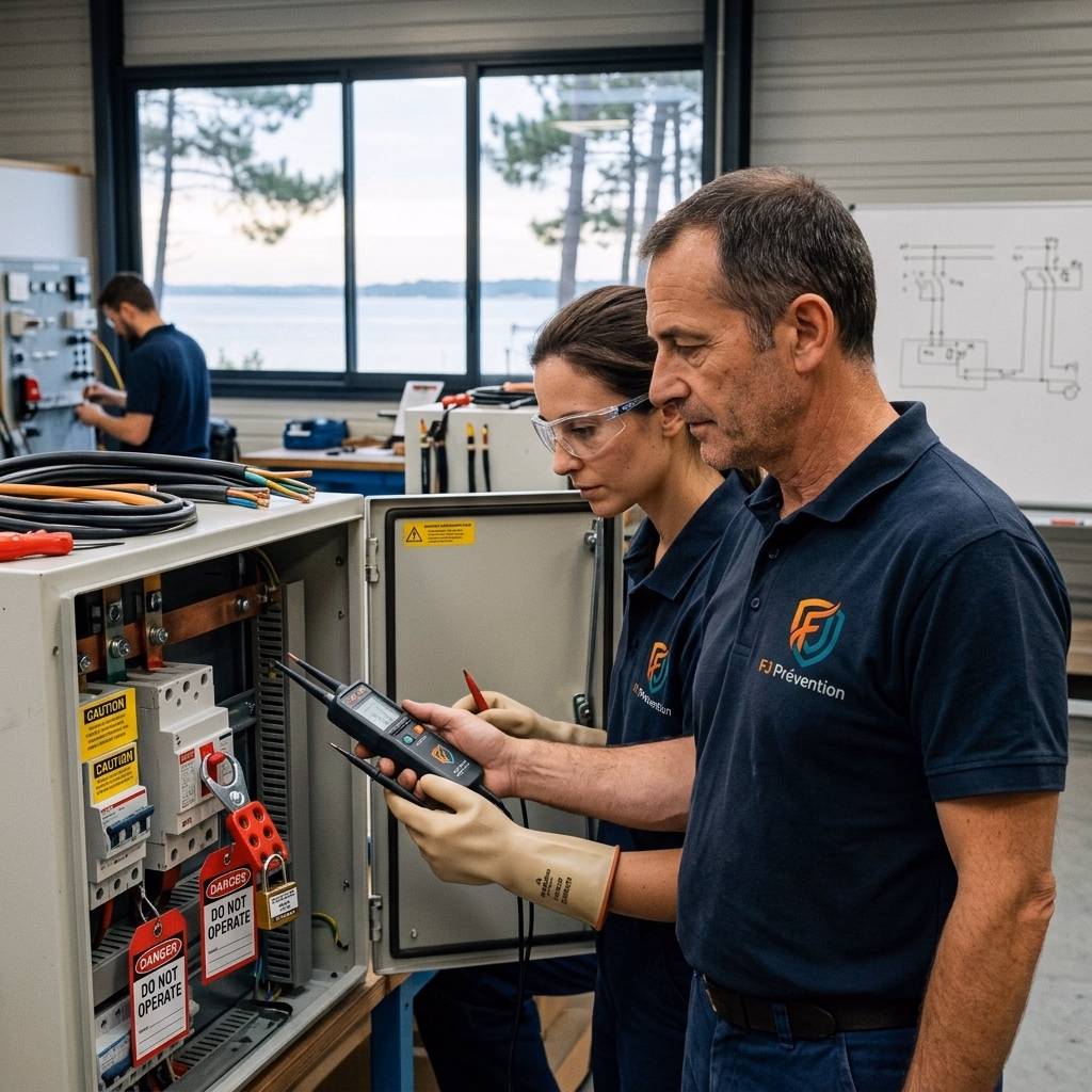 Formation Recyclage Habilitation B1V-B2V-BR-BC Électriciens à La Teste-de-Buch — FJ Prévention Gironde