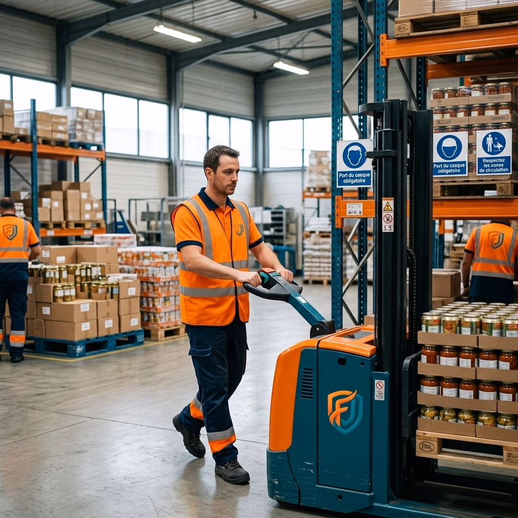 Autorisation de Conduite type CACES R485 Catégories 1 et 2 - Gerbeur à Conducteur Accompagnant à Périgueux — FJ Prévention Dordogne