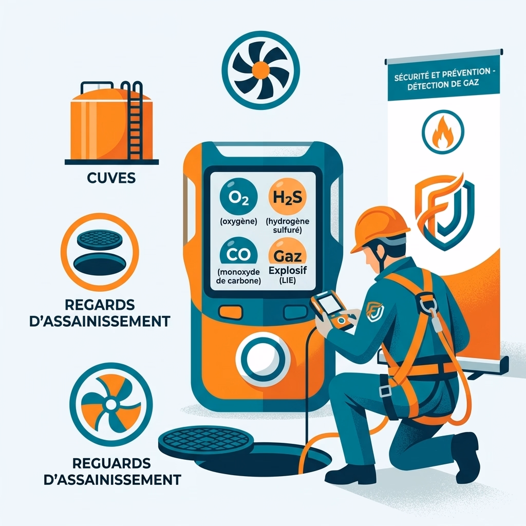 Illustration - Utilisation d'un détecteur de gaz portable