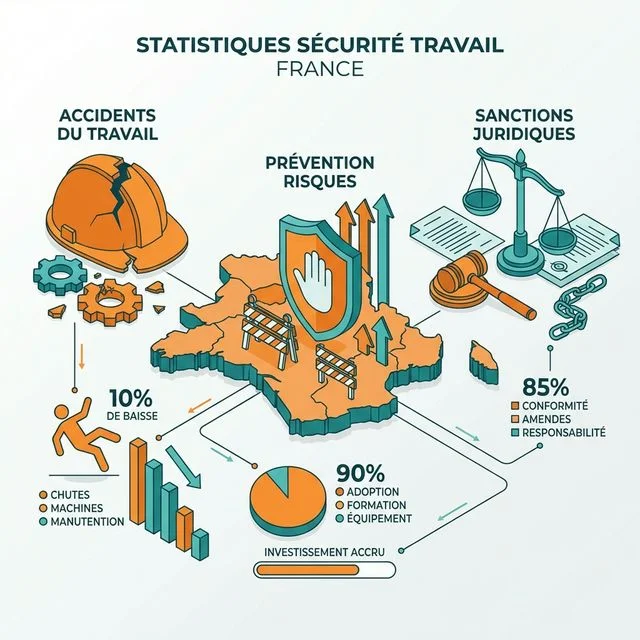 Infographie statistiques sécurité au travail France - Accidents, prévention, sanctions