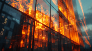 un immeuble prend feu