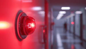 Une alarme incendie dans un couloir