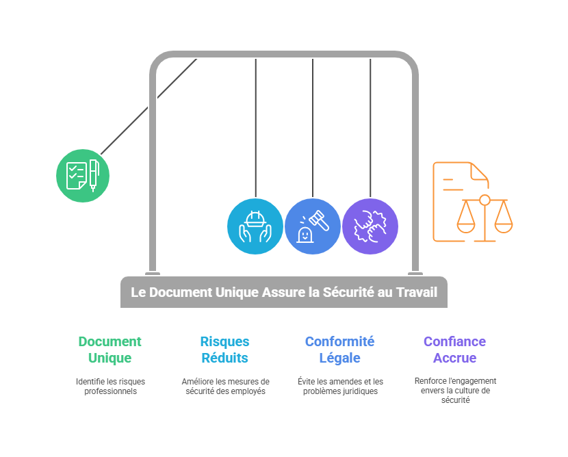 Un balancier représentant l'équilibre entre le document unique et les risques pour l'entreprise