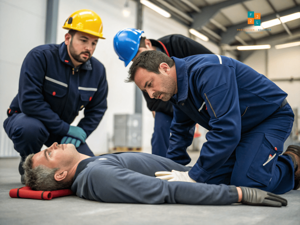 des émployés s'entrainent au sauveteur secouriste du travail à Bordeaux