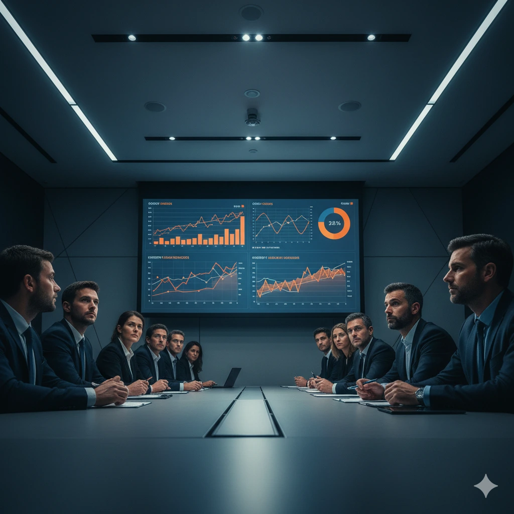 Présentation économique du CSE avec graphiques projetés