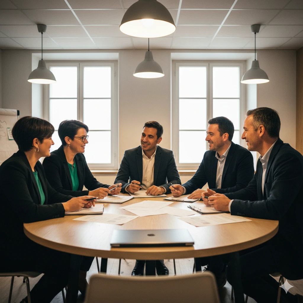 Discussion conviviale du CSE autour d’un café à Bordeaux