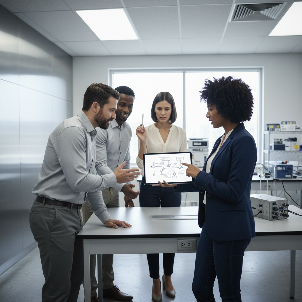 Illustration d'une équipe collaborant à la prévention des risques professionnels avec le DUERP