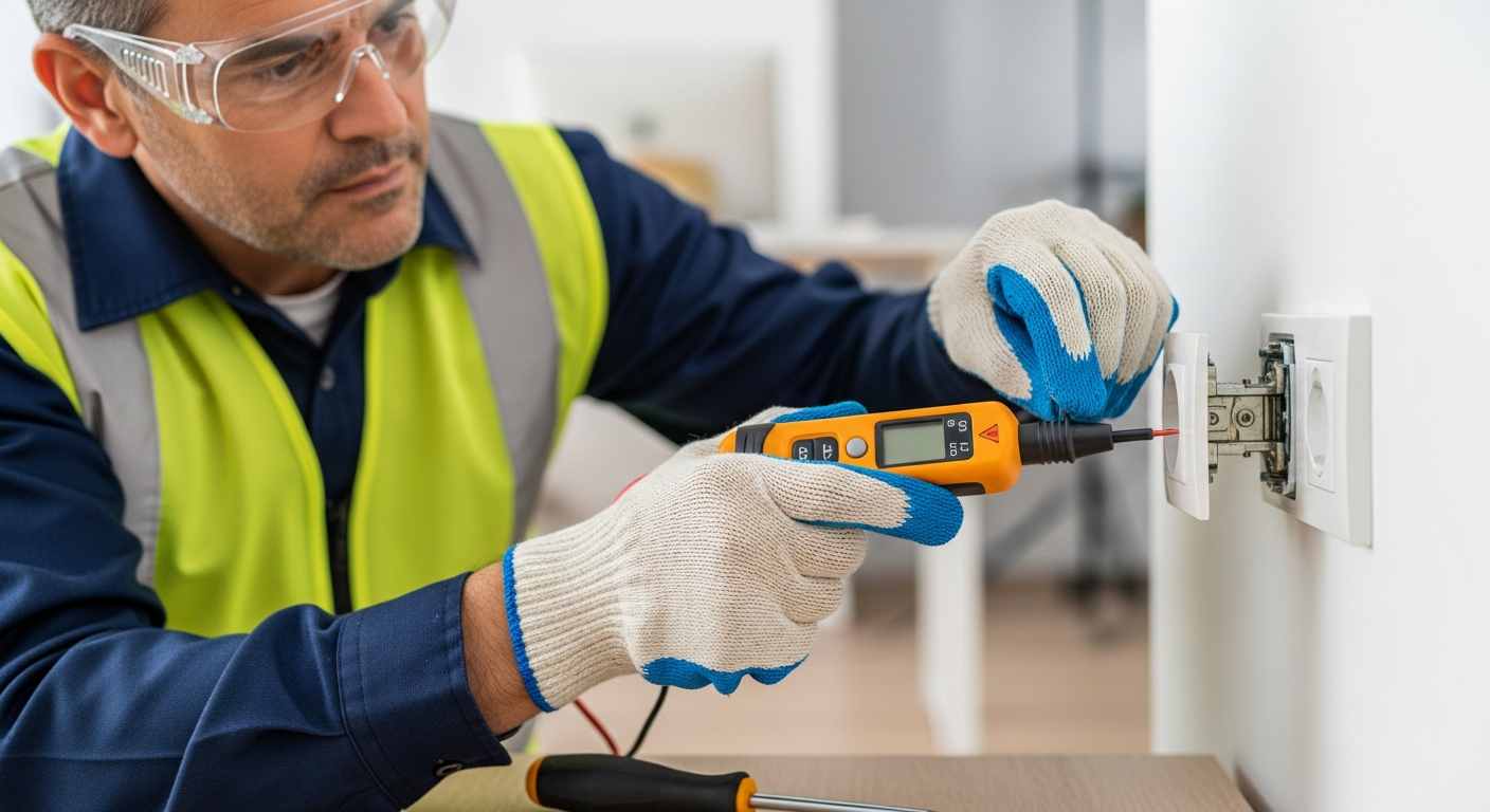 Professionnel non-électricien effectuant une intervention élémentaire sur une prise avec EPI