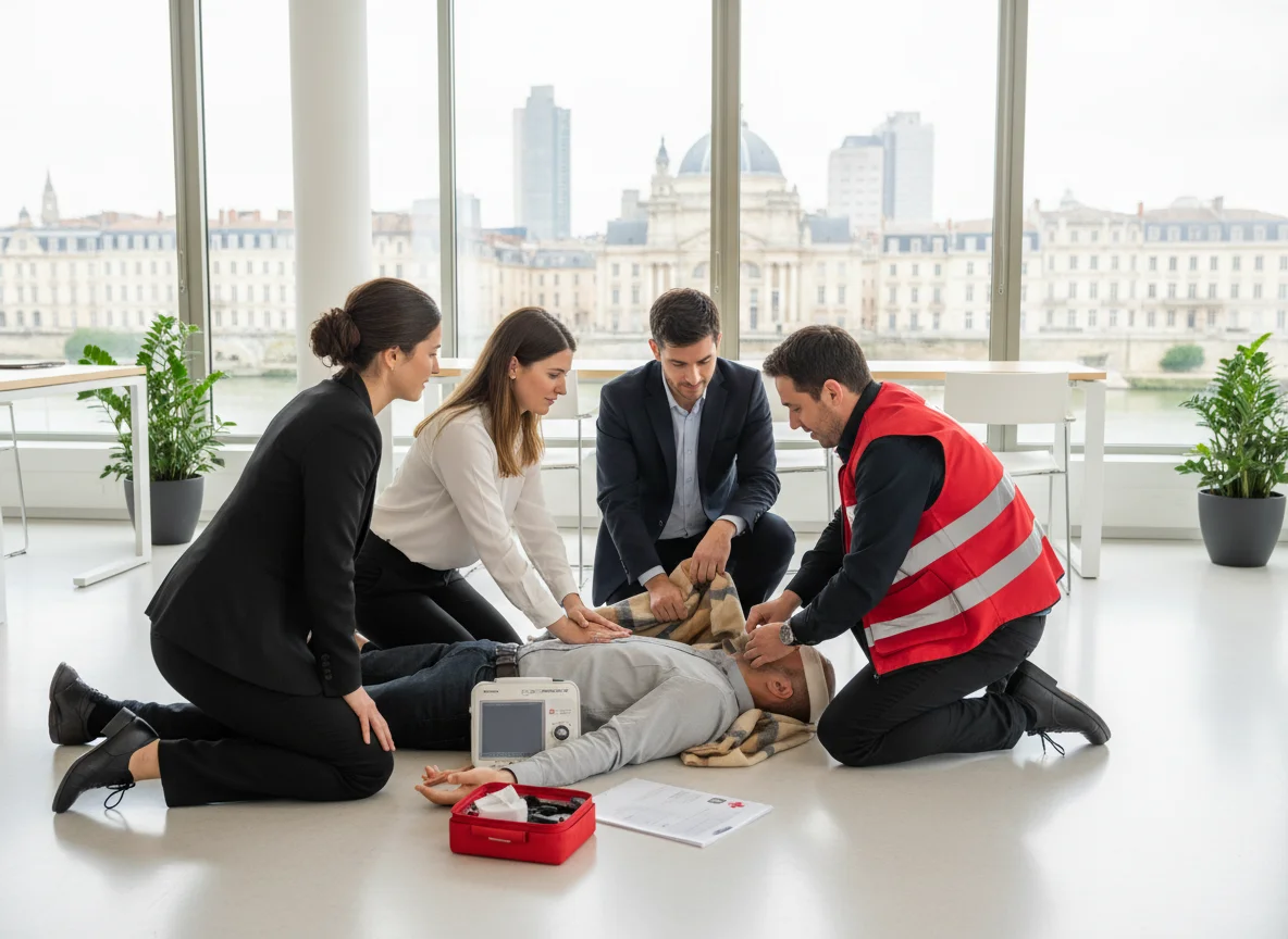 Formation secourisme en entreprise à Bordeaux : apprentissage des gestes qui sauvent des vies.