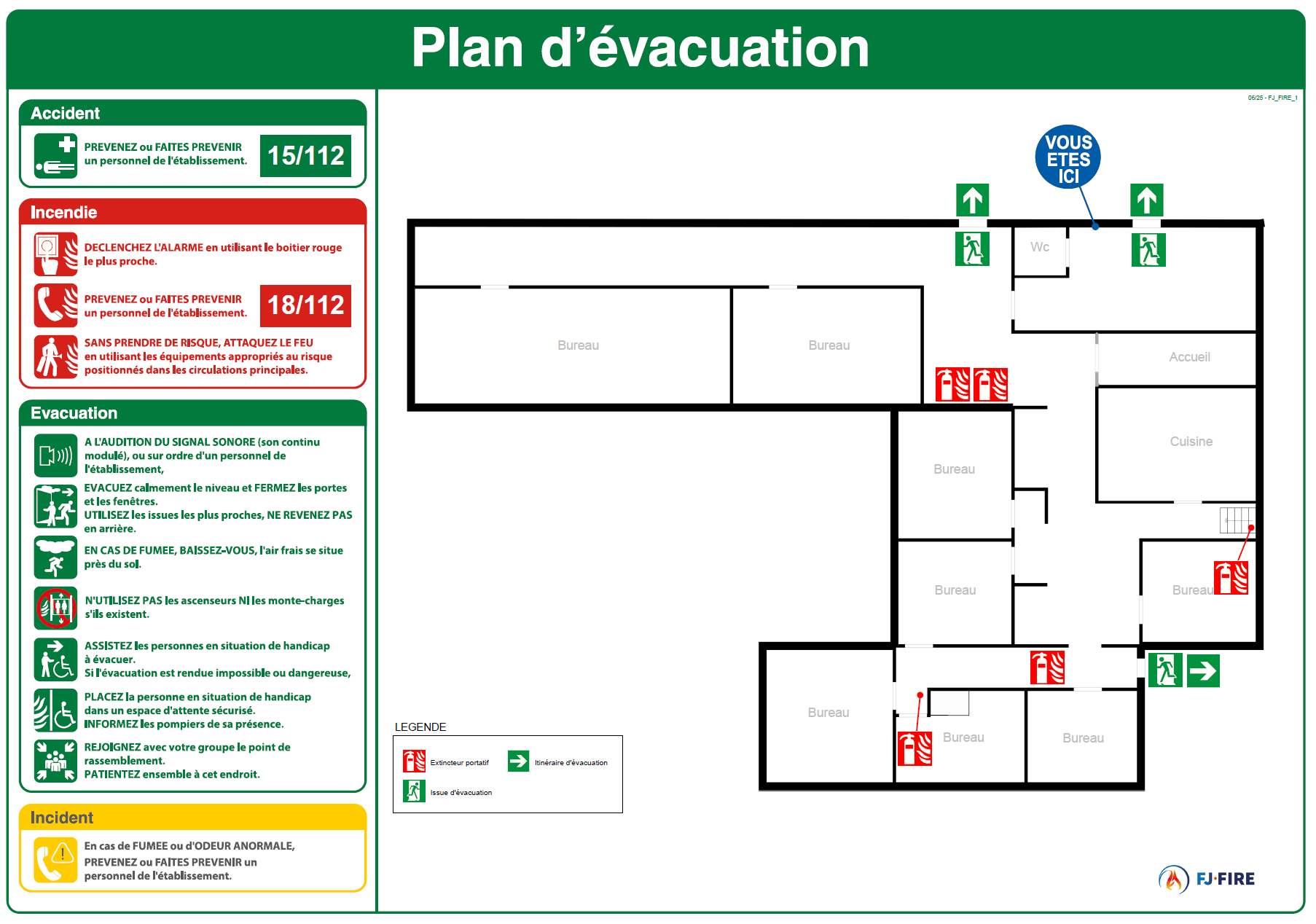 Plan d'évacuation d'un établissement