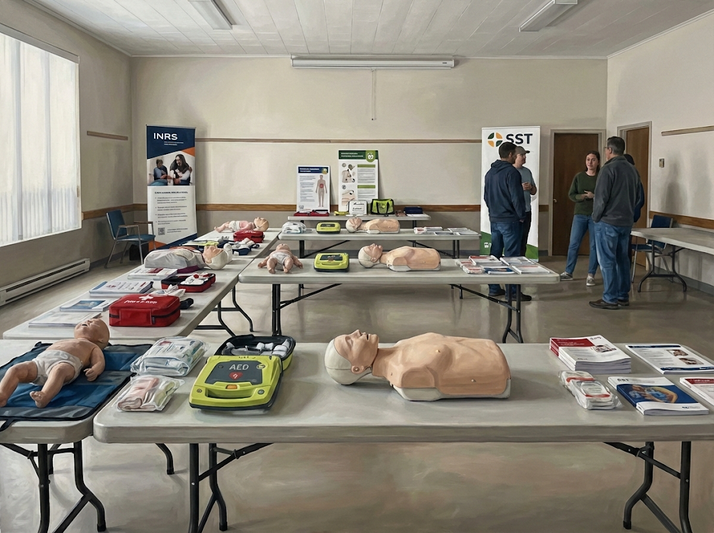 Présentation des matériels pédagogique pour une formation secourisme SST de l'INRS