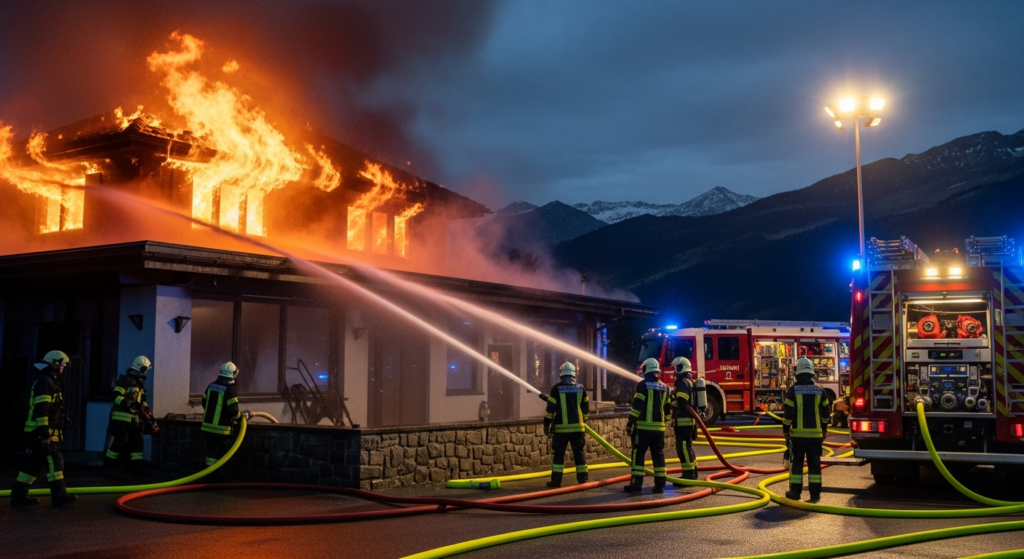 Responsabilité pénale gérant incendie - Intervention des pompiers sur l'incendie d'un bar à Crans-Montana en Suisse